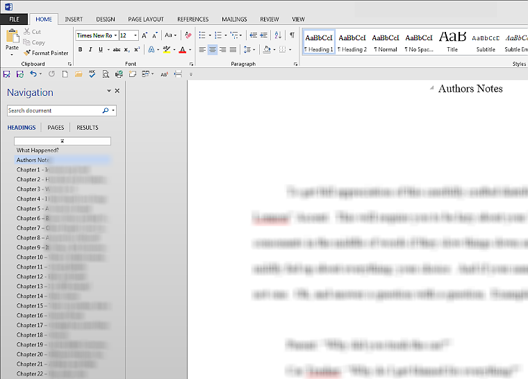 Using Word for Writing Novels