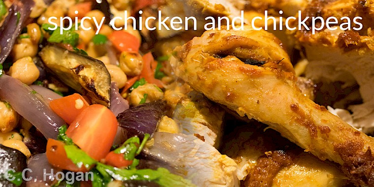 Spicy chicken, aubergine and chickpeas