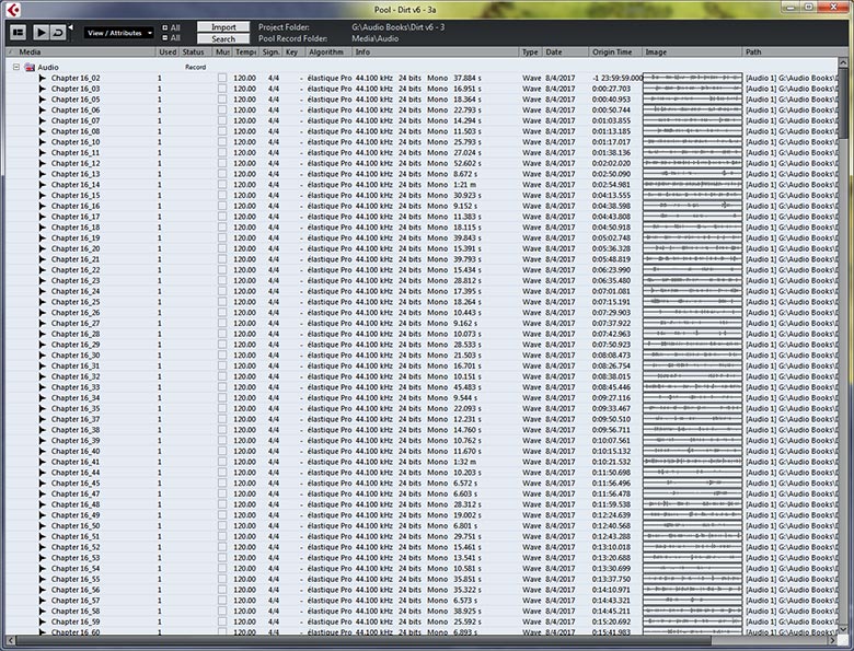 The audio pool in cubase